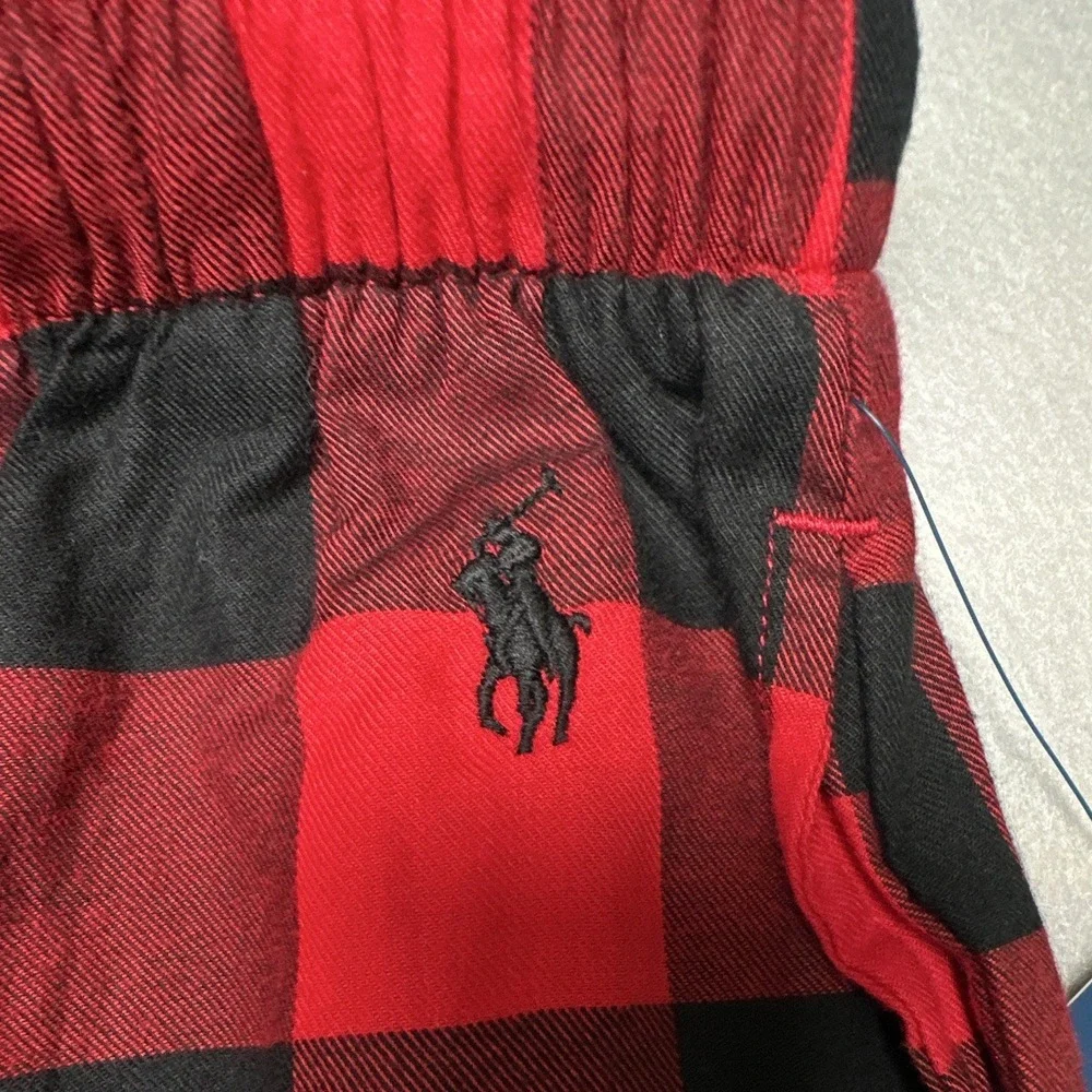 NWT Polo Ralph Lauren Pajama Pants Mens XL Red Black Buffalo Plaid Cotton